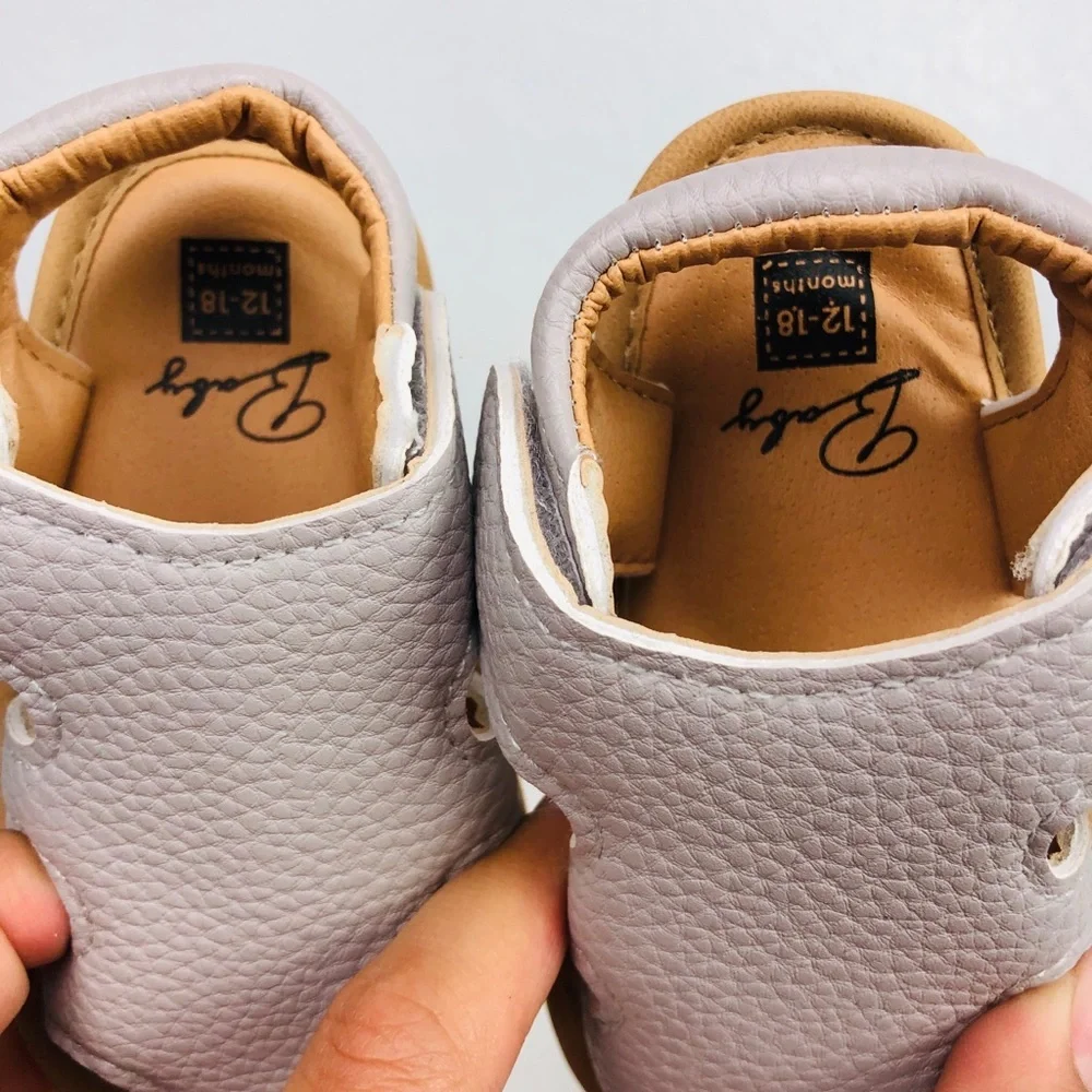 NEW BABY GREY SANDALS VELCRO STRAPS